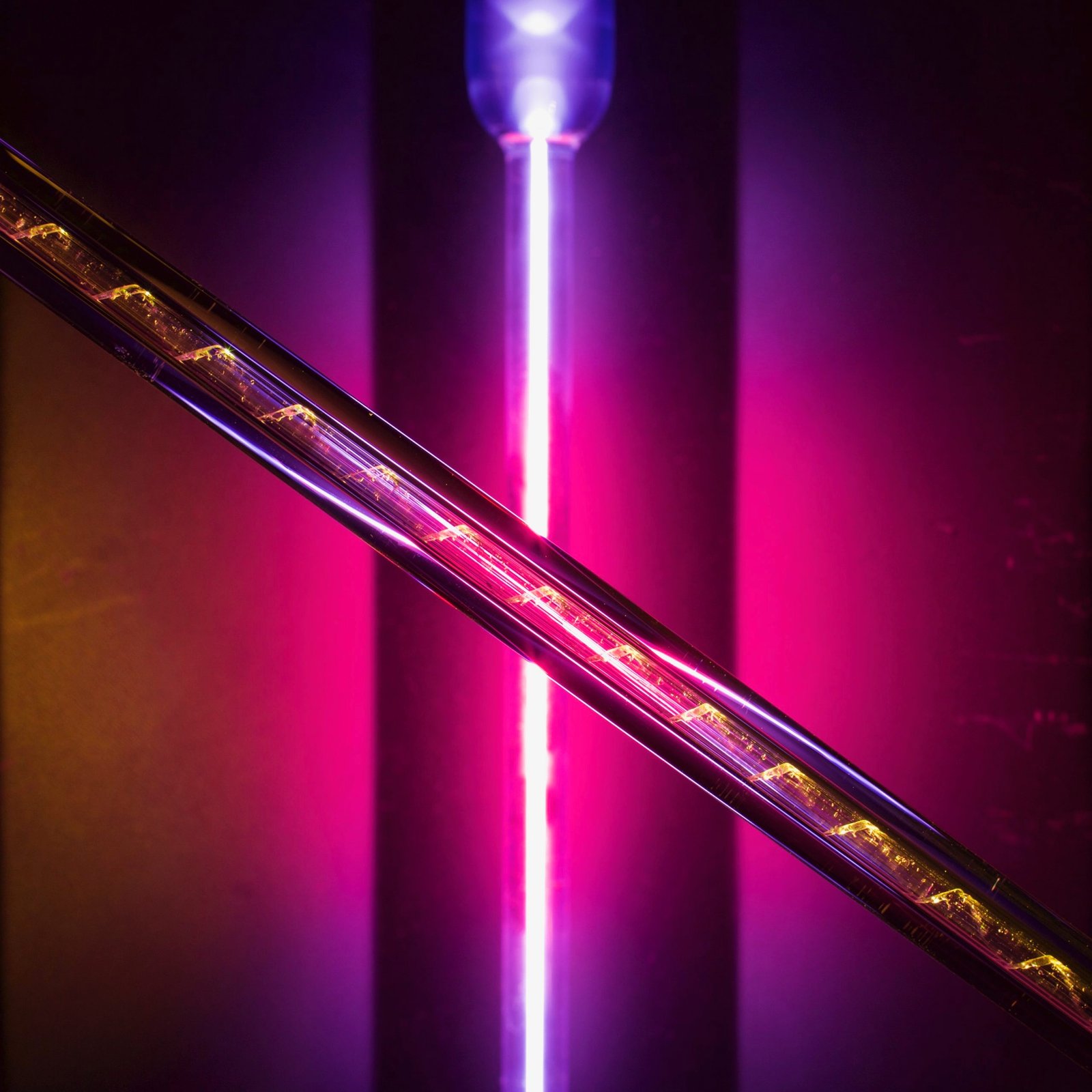 Laser beams in a photonics laboratory