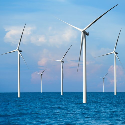 Offshore wind turbines generating electricity