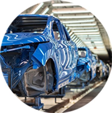 Car body on an automotive production line