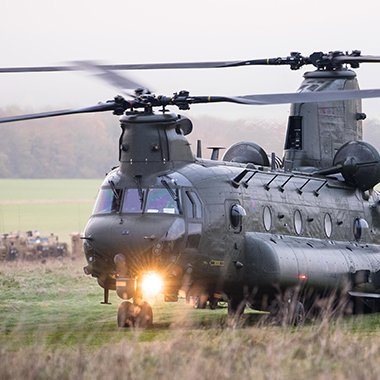 Military helicopter on the ground