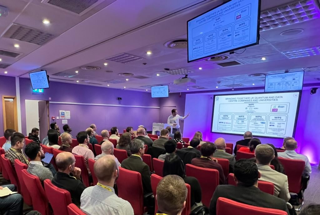 Speaker presenting at a Quantum Data Centre of the Future event