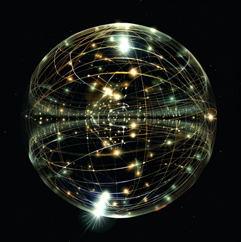 Illustration of a network of connected optical nodes