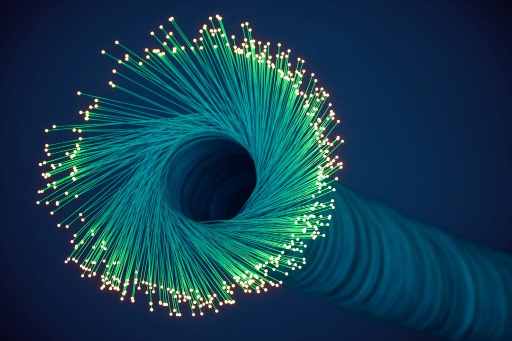 Circular arrangement of coloured optical fibres