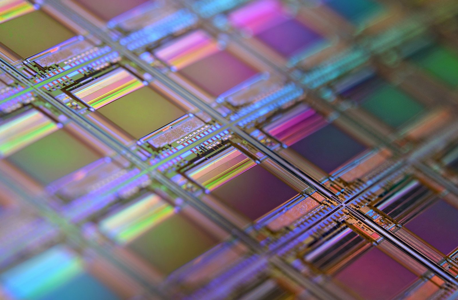 Close-up of a microelectronic chip
