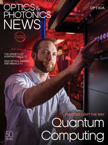 Optics & Photonics News cover: quantum computing