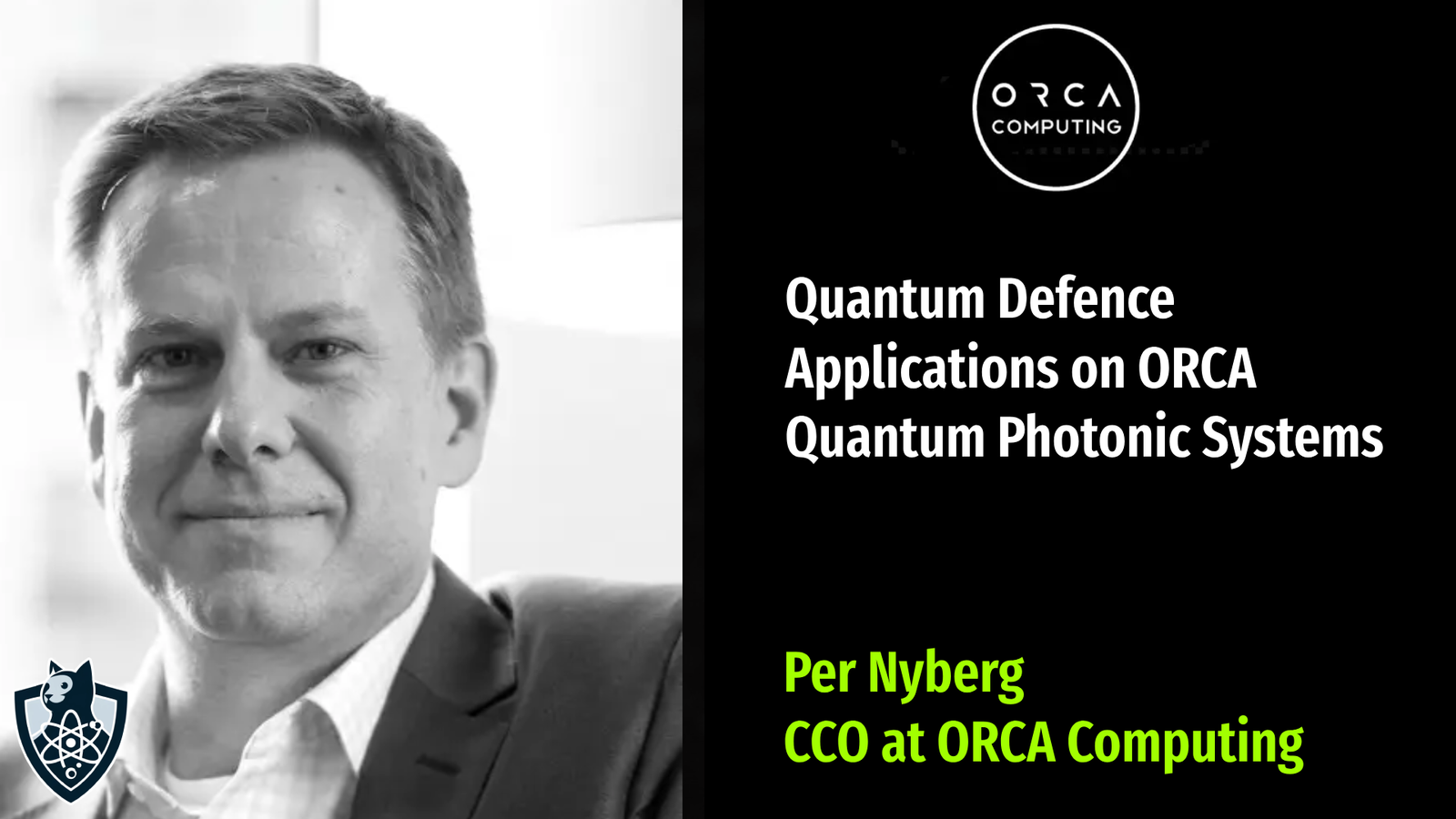 Per Nyberg presenting quantum defence applications on ORCA photonic systems