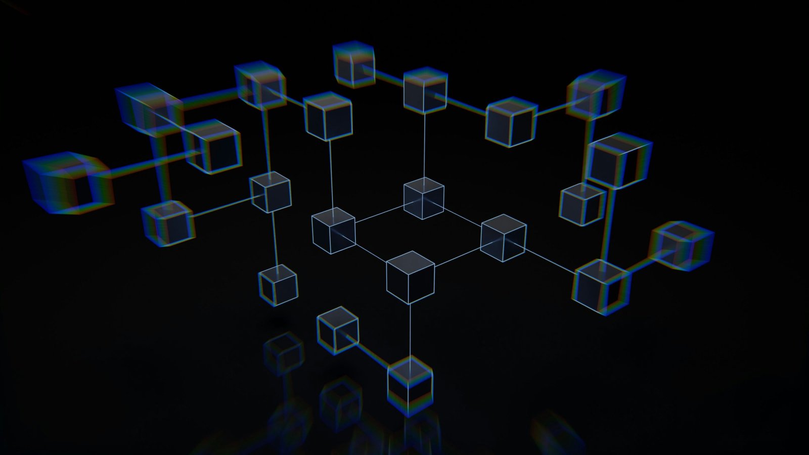Illustration of connected cubes in a network