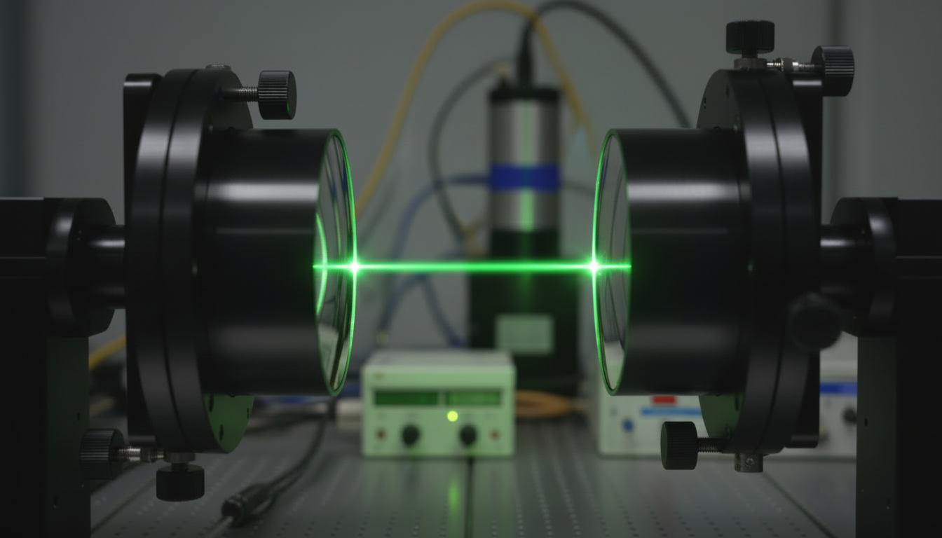 Laser beam passing through an optical cavity in a quantum memory experiment