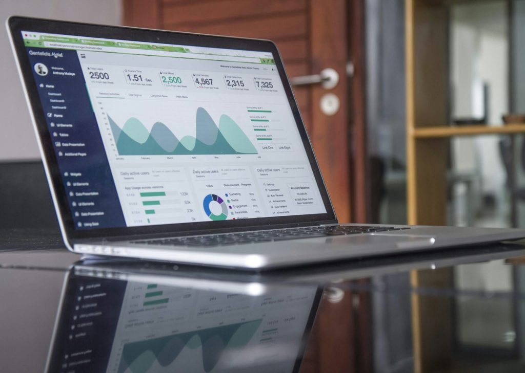 Laptop displaying charts and analytics